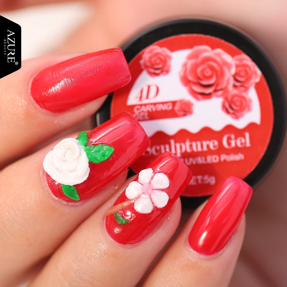 Azure Beaut 9Pcs Lot 4D Carving Nail Gel Kit Semi Permanent DIY Sculpting Nail Varnish Clay 4