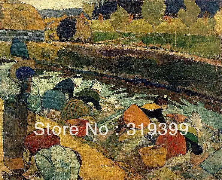 

Paul Gauguin Oil Painting Reproduction on Linen canvas, Washerwomen at Pont-Aven, Free DHL Shipping,Museum Quality,100%handmade