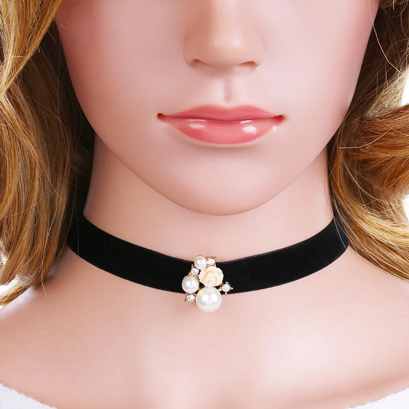 Buy Rose flower choker necklaces for women simulated