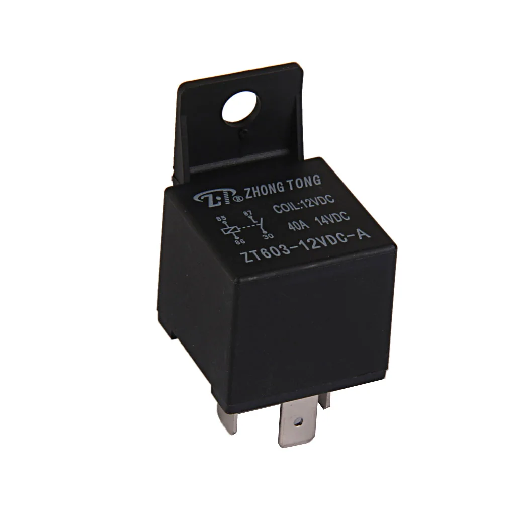 Automotive Relay 4 Pin SPST Contact Arrangement Quick Connect Terminal 40 Amp 12V DC Relay Auto Replacement Parts