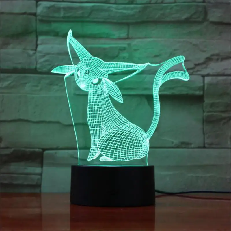 Покемон 3d ночник Usb питание 7 цветов современный настольная лампа сенсорный светодиодный визуальный свет подарок атмосферу декоративная настольная лампа - Цвет абажура: 7 color change