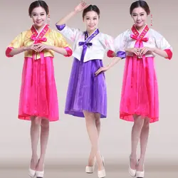 Короткие Для женщин сцене платье корейский традиционный костюм женский древний Корея суд ханбок для сценического танца