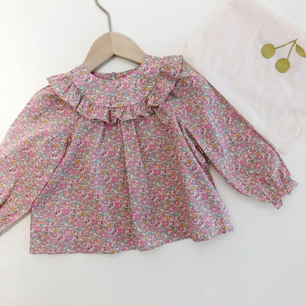 kids blouse new fall 2018 girls tops Pink floral toddler blouse baby