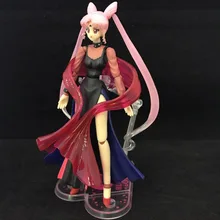 NEW joint Movable Black Sailor Moon Figures Tsukino Usagi Sailor Model Anime PVC Model Dolls Toys Creative Collection Gift 15CM