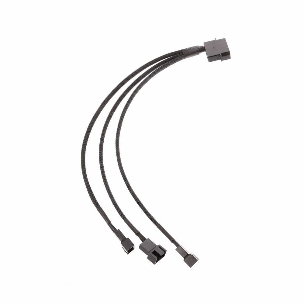

1 To 3 Way Y-Splitter Sleeved 4-Pin Molex Male To 3x 3-Pin/4-Pin PWM Male Connector Fan Extension Adapter Cable