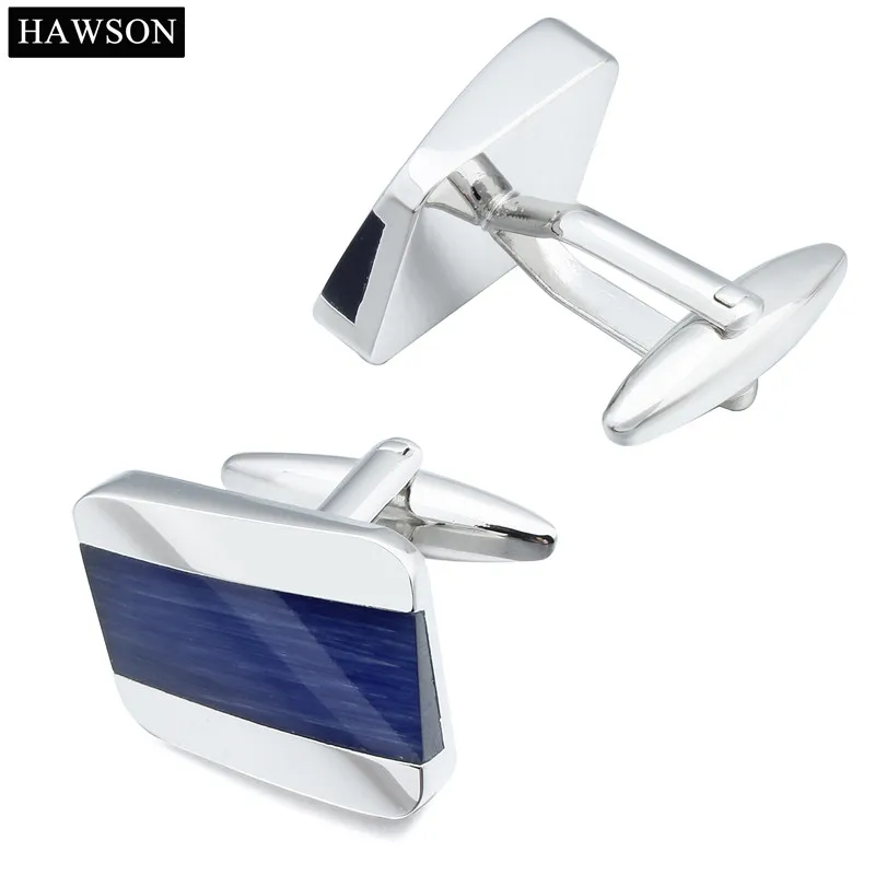 Goede 1 Pair Koperen Blauw Gebogen Ontwerp Manchetknopen Populaire Onregelmatige Manchetknopen Voor Mannen Komen Met Doos