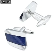 1 Pair Retail Cooper Dark Blue Curved Design Popular Cuff Links For Men Come With Box