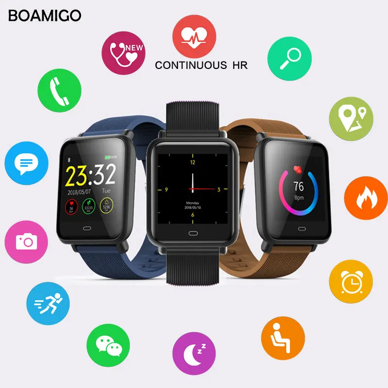 

BOAMIGO NEW 2019 Smart Bracelet wristband Continuous Heart Rate Calorie Reminder Digital Sport Smart watch For Android IOS phone