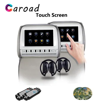 

Caroad 2PCS 9 Inch Car Headrest Monitor DVD Video Touch Screen Player Zipper Cover TFT LCD Support IR FM USB SD Speaker Game