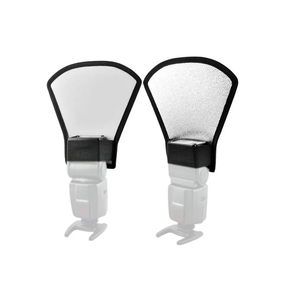 2-in-1 Silver/White Camera Flash Diffuser Softbox Photo Flash Light Reflector for Canon Nikon Sony Pentax Yongnuo Speedlite photography reflector