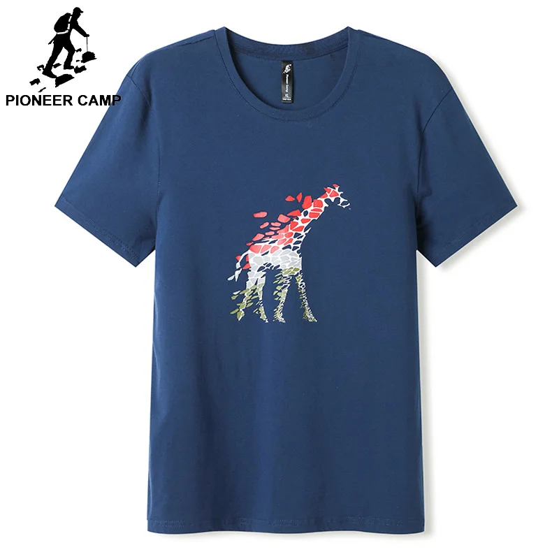 

Pioneer Camp 2019 New Men T-shirts Fashion Animal Giraffe Print t shirt Men's Male Tops Short Sleeve Summer Casual Tee shirt