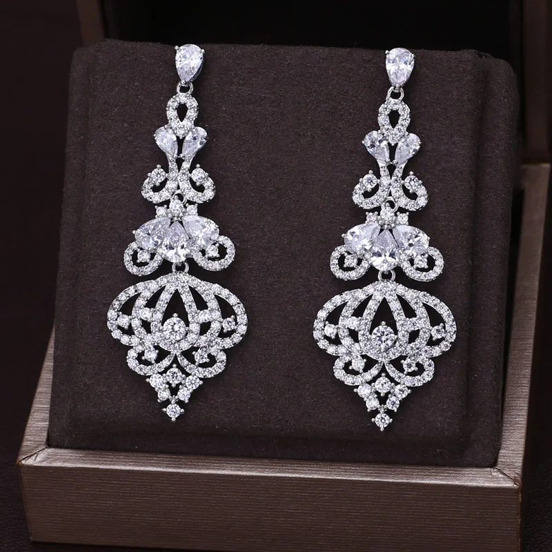 

wholesale Big best Clear White micro Pave setting Drop dangle earring,cubic zirconia fashion best quality jcc56e1e