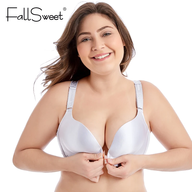FallSweet Beauty Back Bras for Women Front Closure Brassiere Wire Free Women Underwear Push Up Bras A B C D Cups