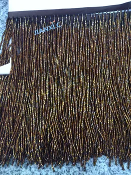 

CiCi-102720 new arrival 5yards long tube beads ribbon tassel fringe for decoration dress 17cm width