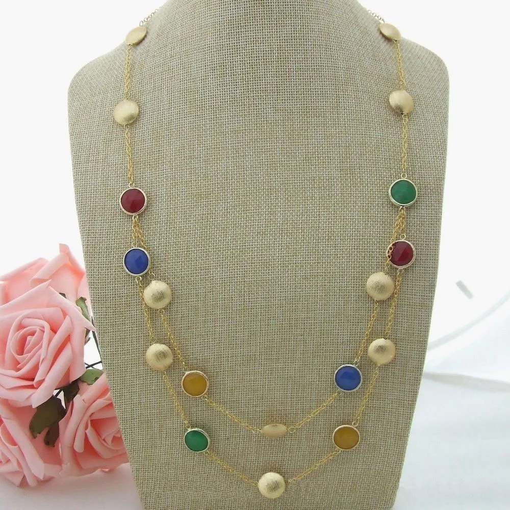 

N032806 29''-32'' 2 Strands Multi Color Necklace