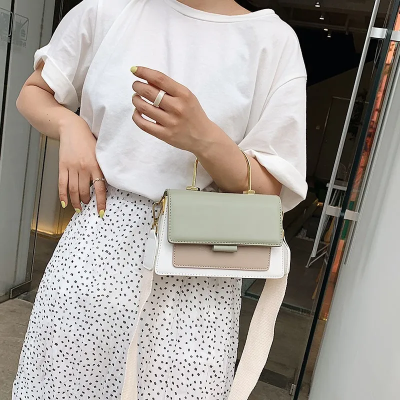 

Fashion Small Square Bags For Women 2019 New Quality PU Leather Women's Designer Handbag Contrast Color Shoulder Messenger Bags
