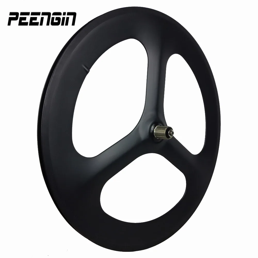 tri spoke carbon wheel clincher 700C road/track bike tubular triathlon riding OEM/brand stickers