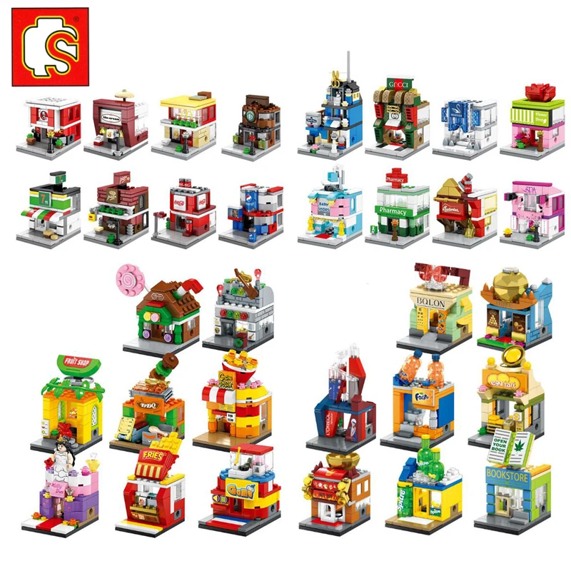 2019 Mini City Street Chocolate Drinks Food Shop Store Set Blocks Bricks Building Toy Fit Legoings Gift | Игрушки и хобби