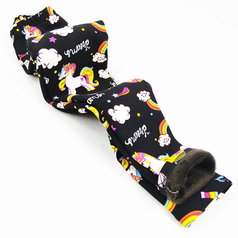 Unicorn Pattern Winter Autumn Thick Warm Kids Girls Leggings Cartoon Children Pants Plus velvet Legging