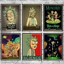 Мультфильм плакат Винтаж Плакат Рик и Морти печатает высокое качество настенные наклейки для гостиной украшения дома