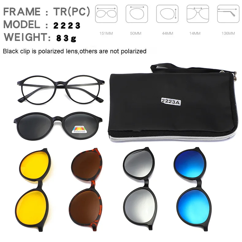Винтажные клипсы на мужские солнцезащитные очки поляризационные зеркальные женские солнцезащитные очки для вождения на открытом воздухе Модные 5+ 1 Pecs наборы очки Oculos Gafas UV - Цвет линз: 12