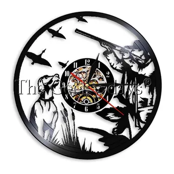 

1Piece Duck Hunting Vinyl Record Watch Wall Clock Hunter Vinyl Record Wall Clock Time Clock Wall Art Home Decor Gift For Hunters
