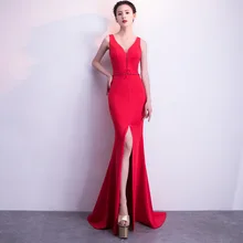 Элегантное бисерное вечернее платье с поясом с красным разрезом, торжественное платье из эластичной ткани, платье для выпускного вечера, сексуальные платья для выпускного вечера, vestido de festa