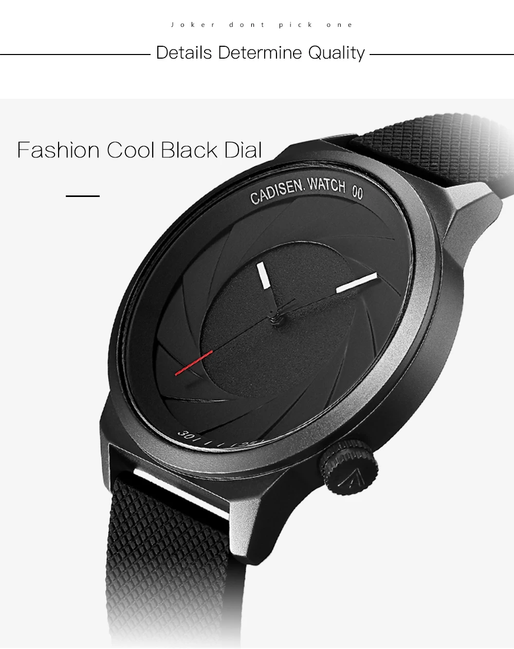 Cadisen Мужские Простые аналоговые кварцевые часы, модные повседневные наручные часы с силиконовым ремешком для мужчин и мальчиков, черные CL9056G-1