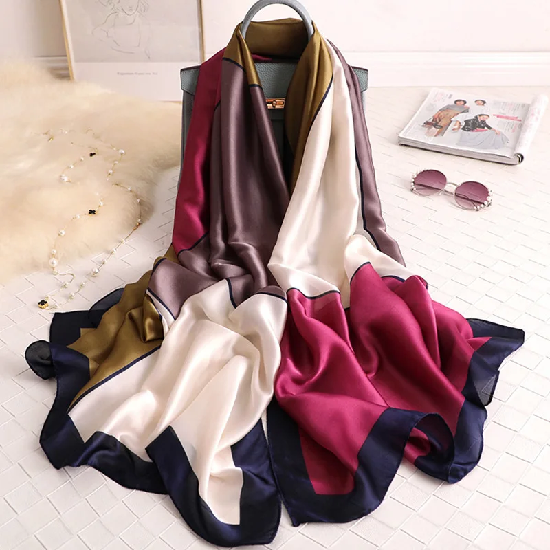 

Women Silk Scarf Designer Brand Luxury Women Shawl Bufandas Invierno Mujer 2019 Ponchos and Capes Pashmina Head Scarves Wraps