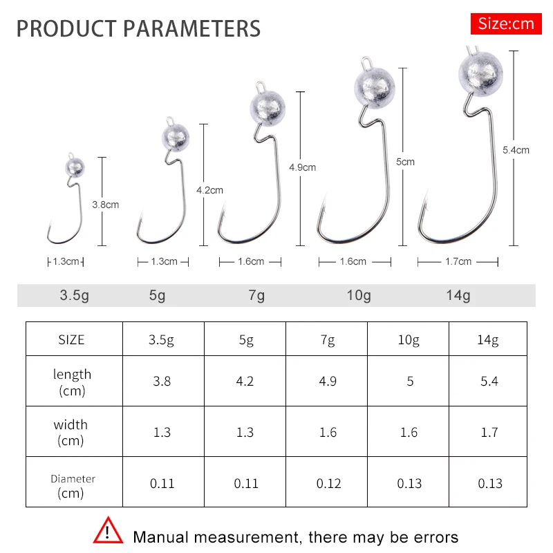 MEREDITH 10pcs/Lot Exposed Lead Jig Head 3.5g 5g 7g 10g 14g Lead Head Hook Jig Baits Fishing Hooks Jigging Fishing Accessories