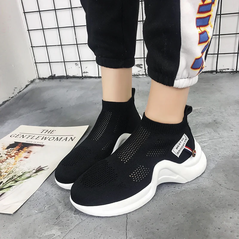 

High Quality Breathable Stretch Fabric Socks Outdoor Women Shoes Platform ElasticSneakersTenis Feminino Female Shoes AS-101