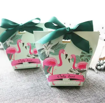 

100 X European Forest Series Flamingo Wedding Favors Candy Boxes Party Gift Box Sachet Bomboniera Chocolate Box Candy Bags