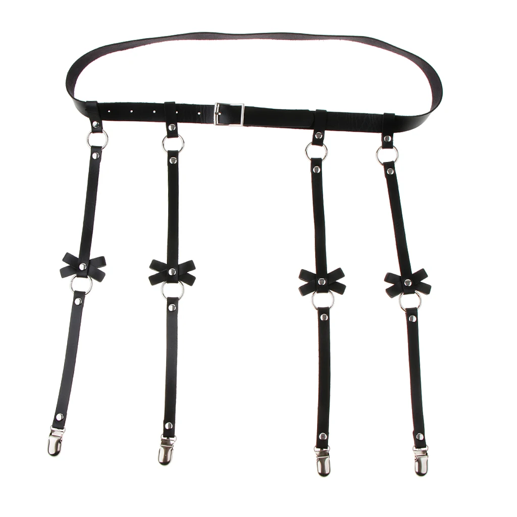 Women Harness Body Belts Sexy Garters Leather Belt Punk Strap Band From Waist To Leg Adjustable Suspender Straps with 4 Buckles