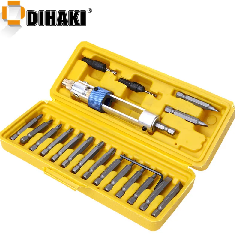 

20PCS Half Time Drill Driver Multi Screwdriver Sets 16 Kinds Head with Countersink Bits Allen Wrench Driving Repair Tool Kits