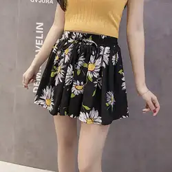 2018 летние высокой талией шифоновые шорты Женская Мода шорты с цветочным принтом