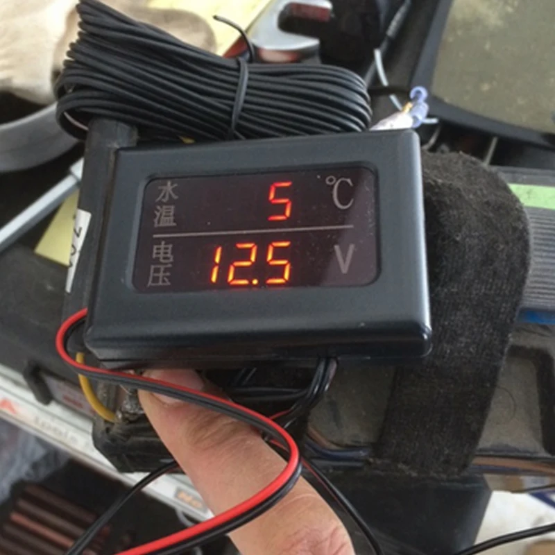 10 мм Датчик температуры воды цифровой Температура воды+ вольтметр 2 в 1 датчик для 12 В/24 В автомобиля универсальный