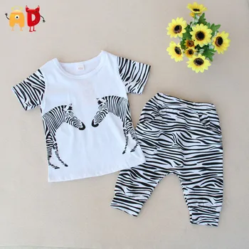 

AD 2-7Y Cute Zebra Boys Summer Sets Animal Cotton Girls Kids Clothing Sets Children Clothes Set for Baby Boys roupas infatils