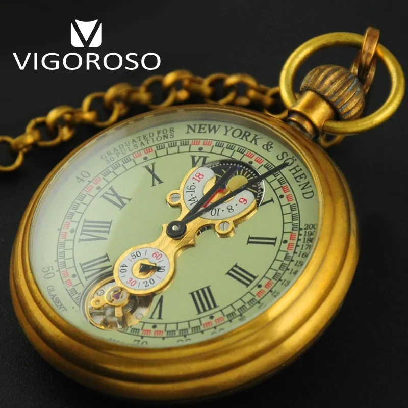 

High Quality Genuine Pure Copper Antique 1882 Vintage Mechanical Pocket Watch Hand wind up Moon phase Tourbillion Luxury Clock
