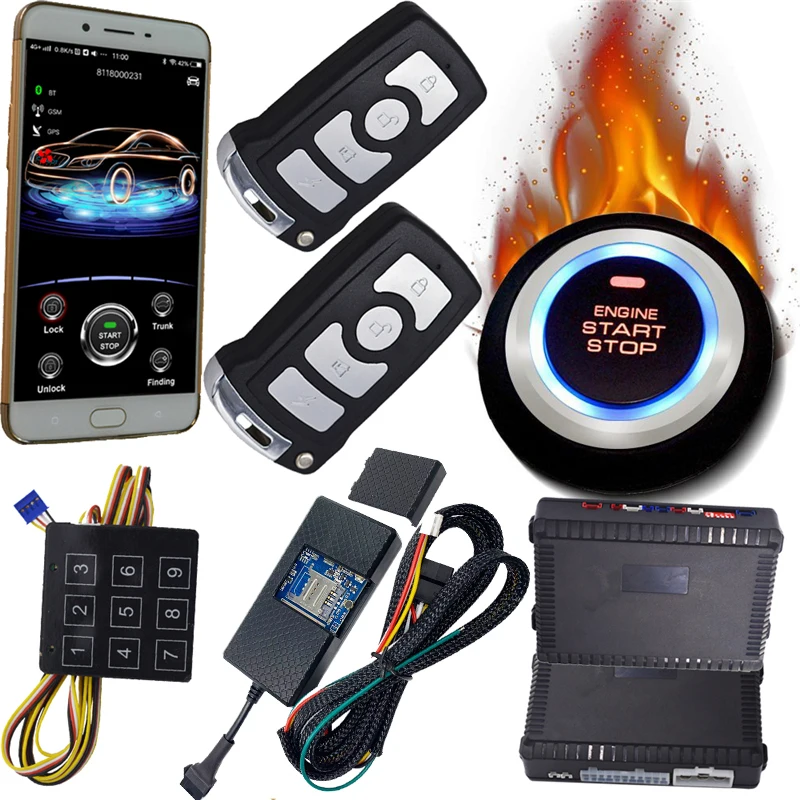 gsm smart key car alarm system with realtime online gps tracking
