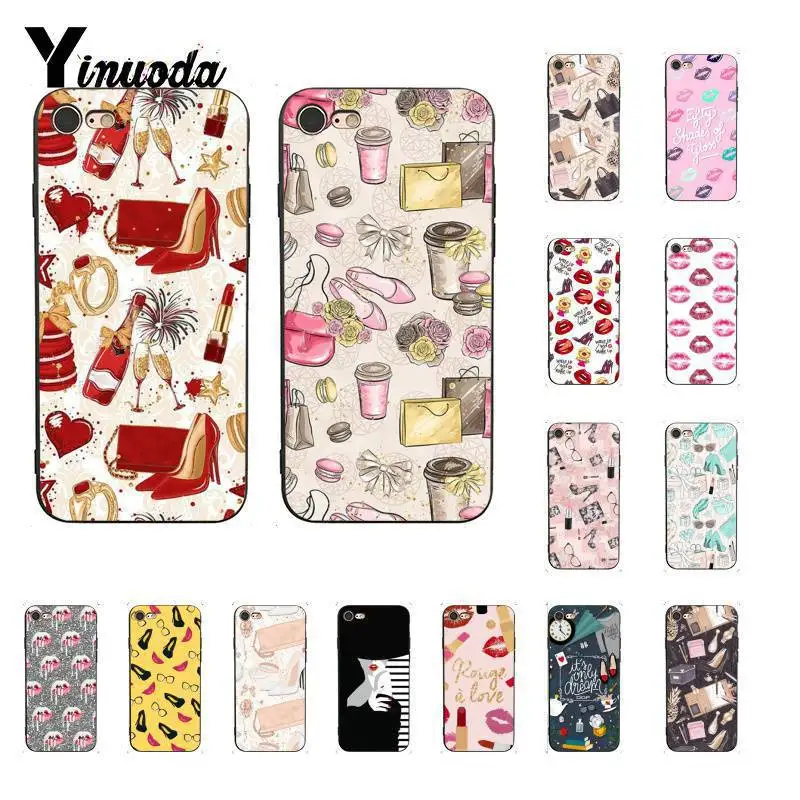 

Yinuoda Fashion red lips wine high heels Soft Silicone Phone Case for iPhone 8 7 6 6S Plus X XS MAX 5 5S SE XR 11 11pro 11promax