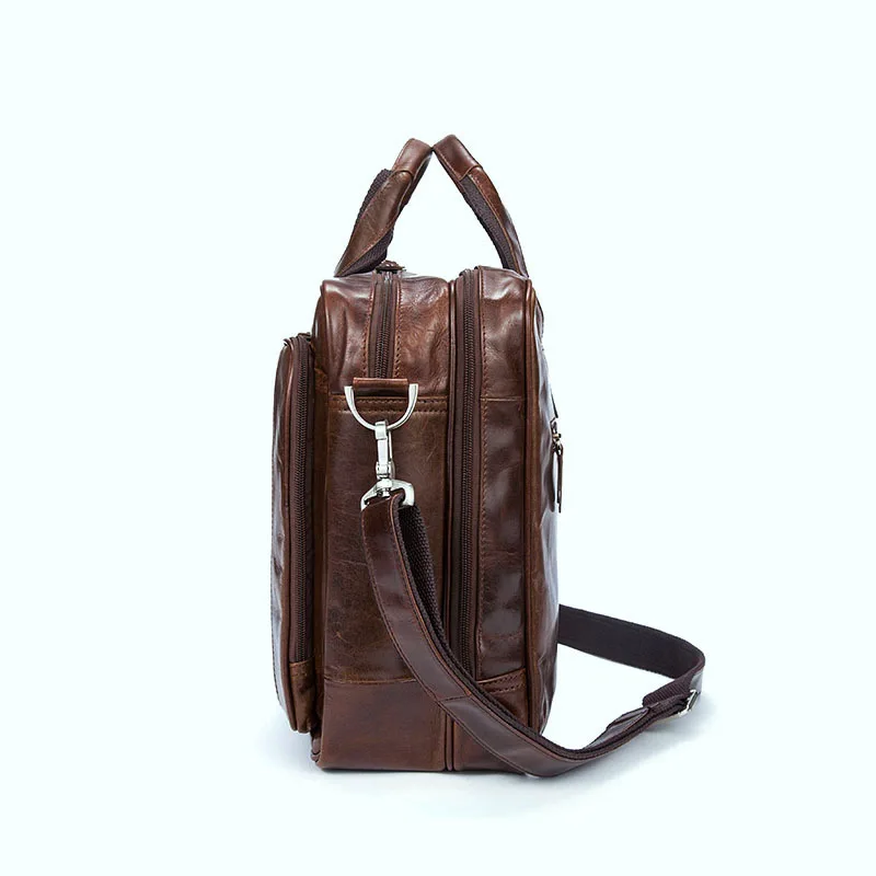 Luxury brand soft surface coffee Calfskin designer handbags high quality retro solid color men laptop briefcases