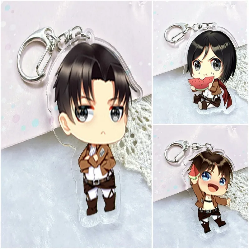 

Anime Keychain Attack On Titan Eren/Mikasa Ackerman Doubleside Print Car Key Holder Kulcstarto Keyrings Keychain