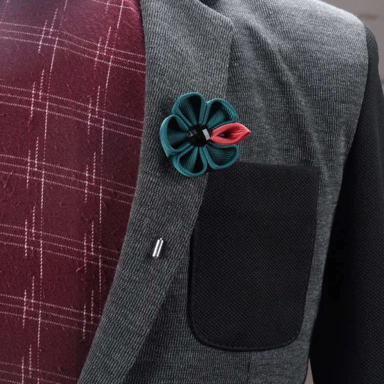 

i-Remiel Badge Brooches For Men Shirt Collar Classic Exquisite British Men's Brooch Handwoven Ribbon Sunflower Suit Accessories