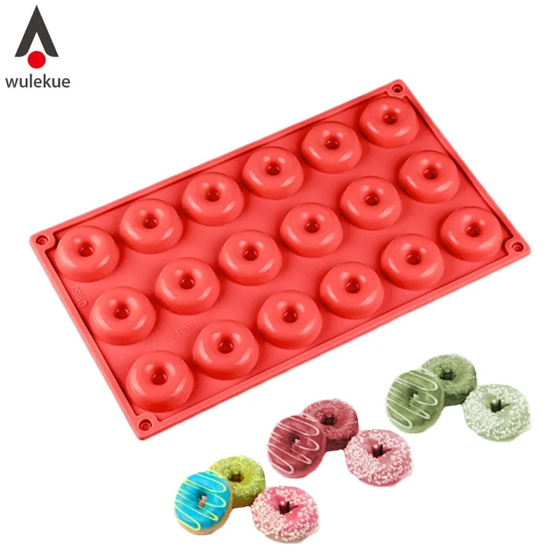 

Wulekue Silicone 18 cell Mini Doughnut Mold For Sugar Chocolate Jelly Chocolate Kitchen Baking Tool Bakeware Accessories