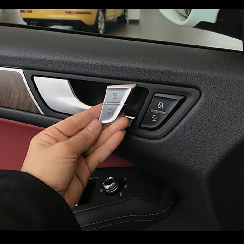 Дверные из abs, хромированные замок разблокировать Кнопки украшения рамка Обложка отделка наклейки для Audi Q5 2010-16 стайлинга автомобилей интерьера аксессуары