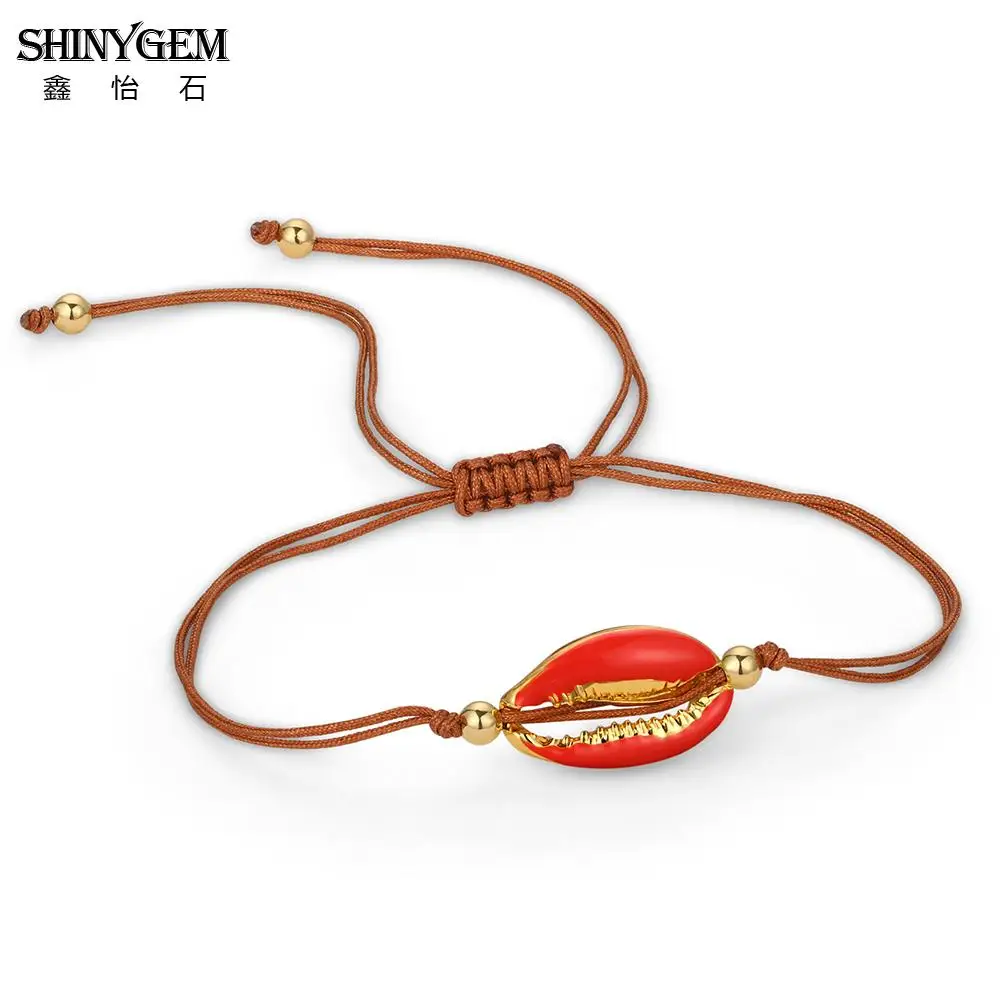 

ShinyGem Minimalism 6 Colors Seashell Charm Bracelets Adjustable Weave Rope Bracelets Fashion Jewelry Shells Bracelets For Women