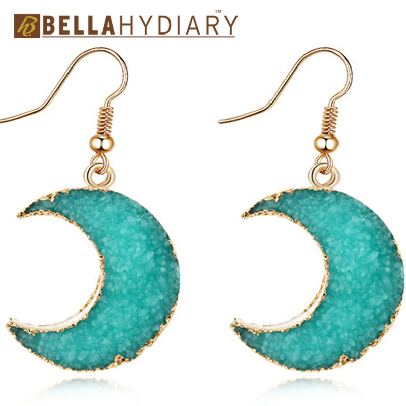 

Unique Bijoux Korean Moon Druzy Resin Earrings Drop Earrings For Women Jewelry Statement Gifts For Women Accessories Brinco