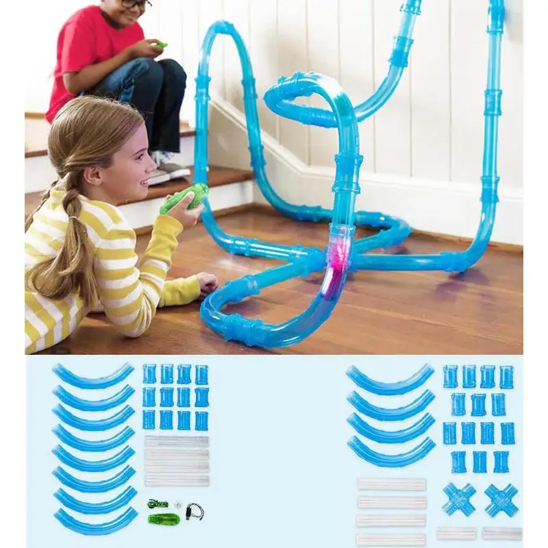 

DIY Remote Control Pipe Speed Racing Track Toy Car Tube Racing Assemble Building with Flash Light for Children Birthday Gift Toy