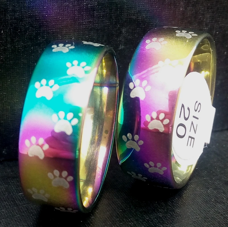 

Wholesale 20pcs Men Women Animal Paw Print foot print Rings Stainless Steel Band Rings Top quality Jewelry