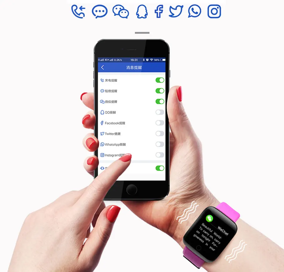 SALFRESA A6 Smart Bracelet Fitness Tracker 1.3 Inch Colorful HD Screen Sport Watch Waterproof IP67 Healthy Tracking Smart Band-13